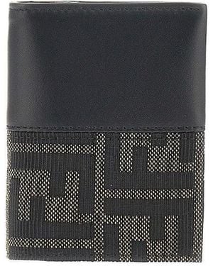 Fendi Ff Jacquard Bi-Fold Card Holder - Black