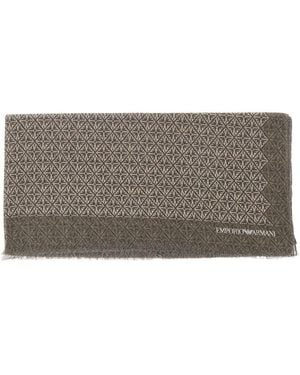 Emporio Armani Logo Pattern Viscosa Scarf - Gray