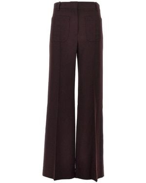 Victoria Beckham 'Alina' Wool Flannel Trousers - Brown