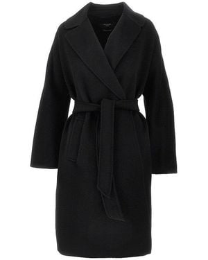 Weekend by Maxmara Double Cloth Coat With Belt - Black