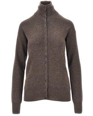 Lemaire Buttoned Merino Wool Top - Brown