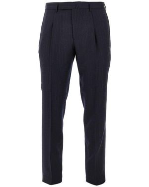 Santaniello Pinstriped Wool 'Arechi Rima' Pants - Blue