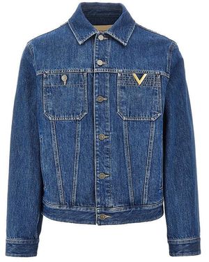 Valentino Denim Jacket With V Detail - Blue