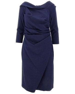 Talbot Runhof Mosaic Piqué Knee-Length Dress - Blue
