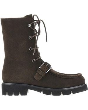 Emporio Armani Suede Leather Ankle Boots - Brown