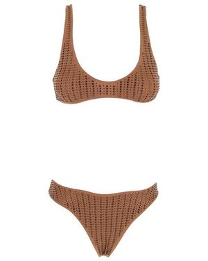 VENUJA Crystal-Embellished Lycra Bikini - Brown