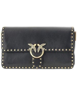 Pinko 'Love One Slouchy' Leather Bag With Studs - Black