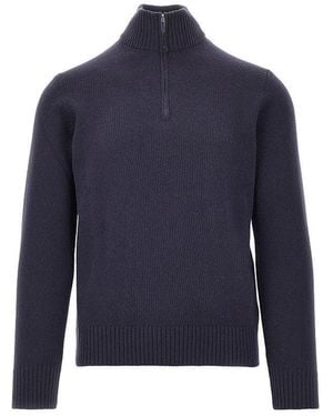 THE PULL Wool Quarter-Zip Sweater - Blue