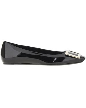 Roger Vivier 'Trompette' Patent Leather Ballet Flats - Black