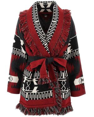 Alanui Icon Jacquard Cashmere Cardigan - Red