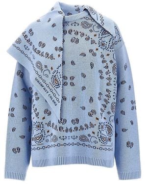 Alanui Jumper With Bandana Jacquard Motif - Blue