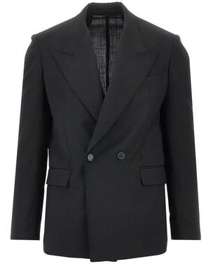 MARSĒM Stretch Wool-Blend Double-Breasted Jacket - Black