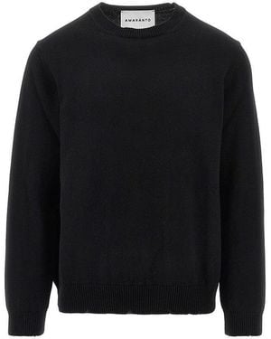 Amaranto Cotton Jumper With Distressed Finishes - Black