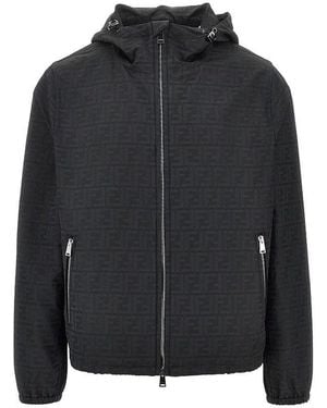 Fendi Ff Jacquard Nylon Blouson Jacket - Black