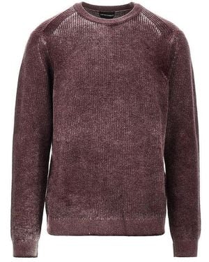 Emporio Armani Knitted Jumper With Faded Effect - Purple