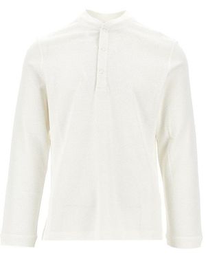 Brunello Cucinelli Cotton And Silk T-Shirt With Henley Collar - White