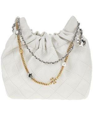 Tory Burch Leather Mini 'Fleming' Bag - White