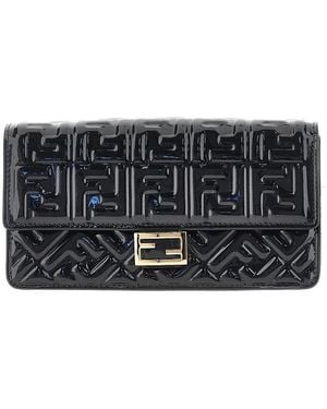 Fendi Embossed Patent Leather 'Baguette' Clutch - Black