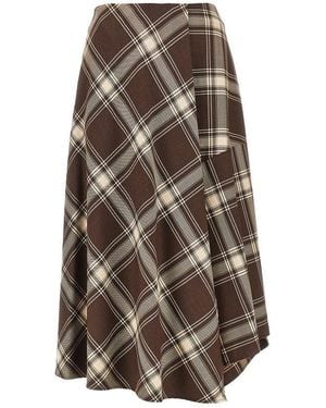 Weekend by Maxmara Check Batavia Midi Skirt - Brown