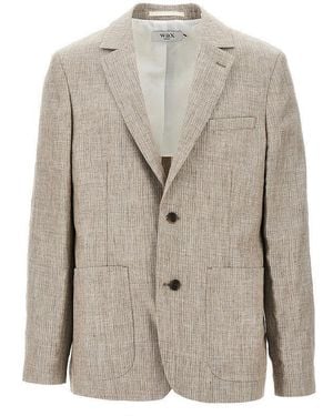Wax London 'Fintry' Striped Linen Blazer - Grey
