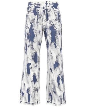 Arte' Painted Cotton Pants - Blue