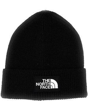 The North Face 'Logo Box' Ribbed Beanie Hat - Black