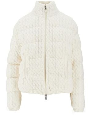 Moncler Cable Knit Down Jacket - White