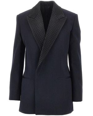 Bottega Veneta Grain De Poudre Wool Double-Breasted Jacket - Blue
