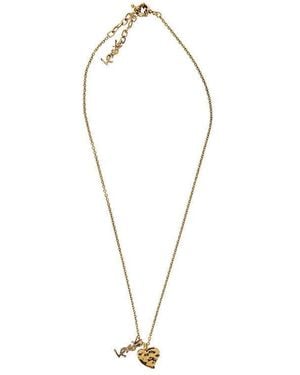 Saint Laurent 'Cassandre Heart' Necklace - Metallic