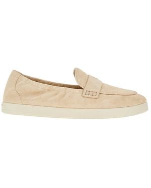 Tory Burch Suede Leather Sport Loafers - Natural