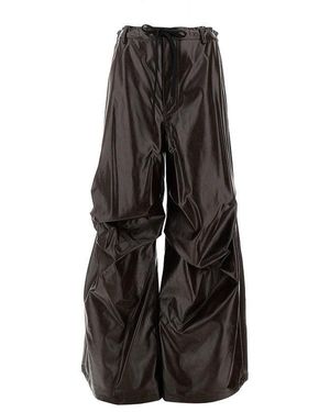 MM6 by Maison Margiela Faux Leather Oversized Trousers - Black