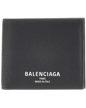Balenciaga Grained Leather Bi-Fold Wallet - Black