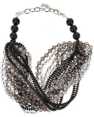Emporio Armani Faceted Beads Multi-Strand Necklace - Black