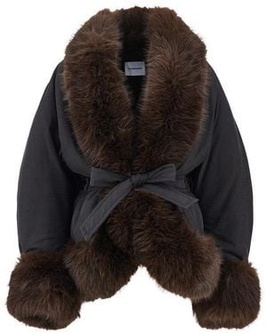 ANDAMANE 'Brina' Padded Jacket With Faux Fur - Black