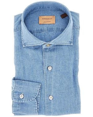 Borriello Denim-Effect Cotton Shirt - Blue
