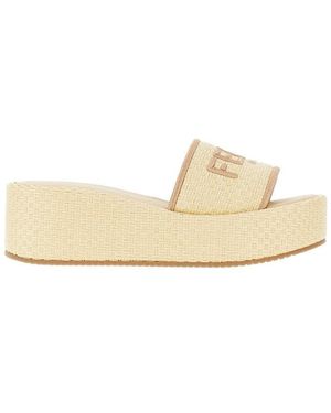 Fendi Sunshine' Flatform Slides 38 - Natural
