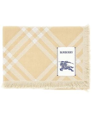 Burberry Check Wool And Silk Scarf - Metallic