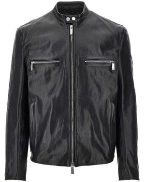 DSquared² Leather Biker Jacket - Black