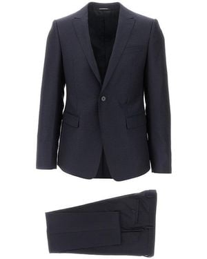 Emporio Armani Jacquard Wool And Silk David Line Suit - Blue
