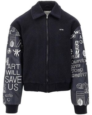 Arte' 'Graffiti Varsity' Wool Jacket - Blue
