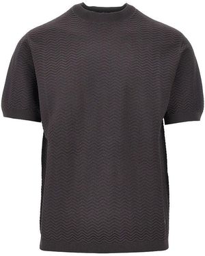 Emporio Armani Jacquard Viscose T-Shirt - Black