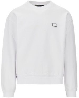 Dolce & Gabbana Logo Plate Crewneck Sweatshirt - White