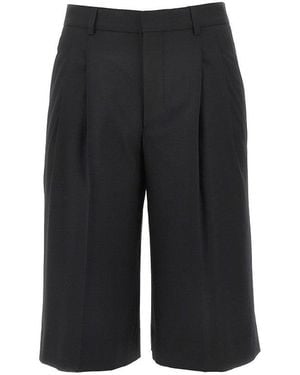 Ami Paris Wool Shorts With Darts - Black