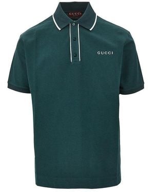 Gucci Stretch Piquet Polo Shirt With Logo Embroider - Green