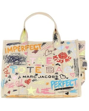 Marc Jacobs The Punk Scribble Medium Canvas Tote Bag - Metallic