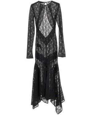 The Attico Stretch Lace Midi Dress - Black