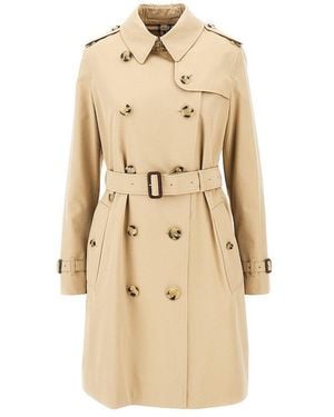Burberry Medium Heritage Kensington Trench Coat - Natural