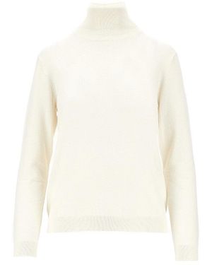Weekend by Maxmara Silk And Wool-Blend Knitted Turtleneck - White