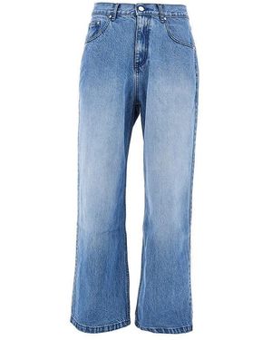 Arte' Circle Logo Embroidery Relaxed Fit Jeans - Blue