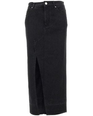 Pinko Long Denim Skirt With Split - Black